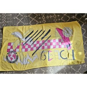 VTG 1987  Jams Club Beach Towel Surfer R A Briggs Surfing  Neon 80s 55x30 Inches